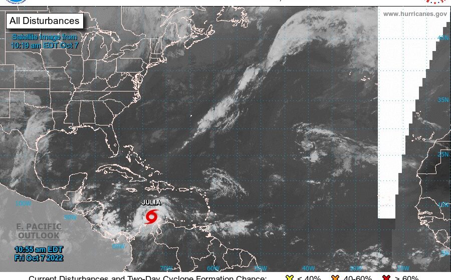 “JULIA” SE FORTALECE EN EL CARIBE, ESTA TARDE SERÁ HURACÁN