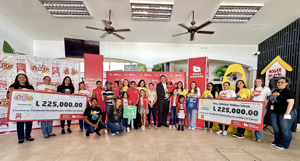 BANCO ATLÁNTIDA Y COLABORADORES HACEN DONATIVO A FUNDACIÓN HONDUREÑA PARA EL NIÑO CON CÁNCER