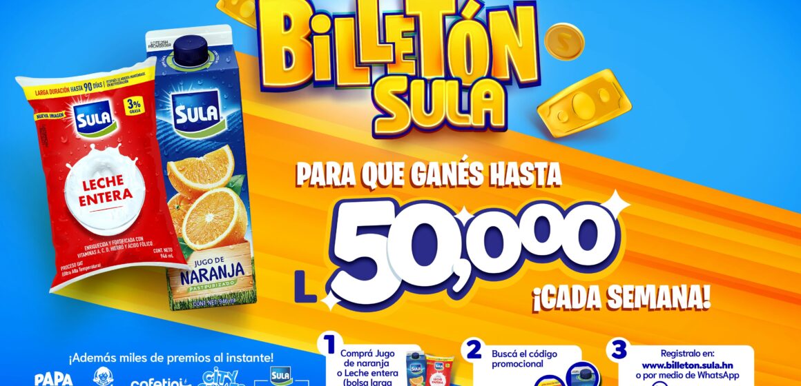 ¡LLEGA EL “BILLETÓN SULA” CON PREMIOS SEMANALES DE L.50,000!