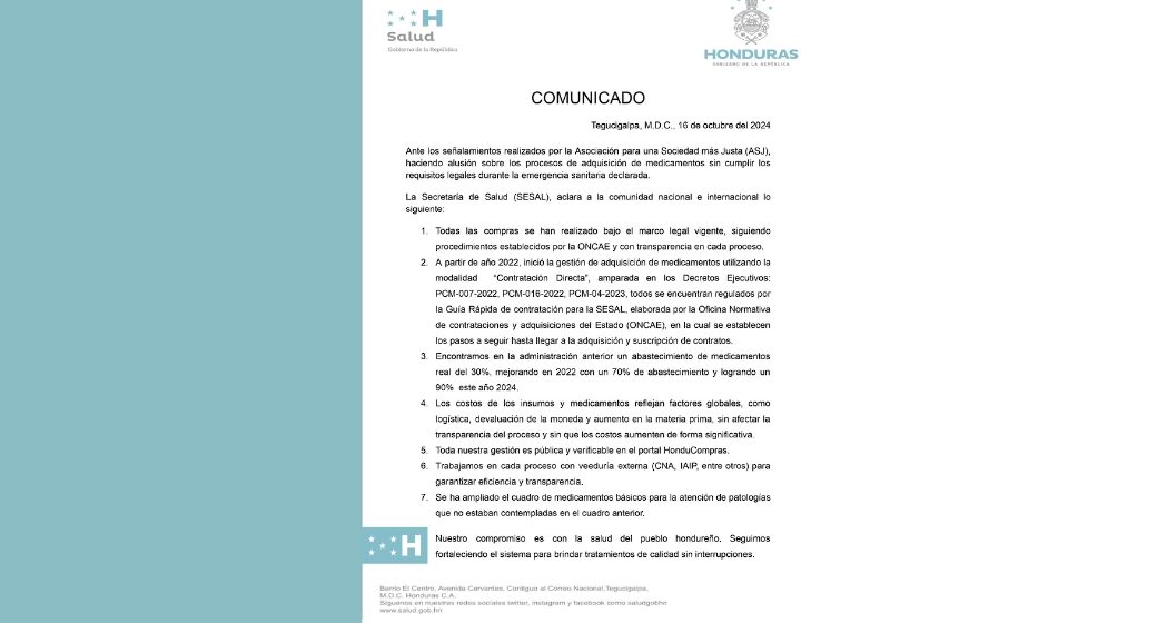 SALUD RESPONDE CUESTIONAMIENTOS DE ASJ SOBRE ADQUISICIÓN DE MEDICAMENTOS SIN CUMPLIR REQUISITOS LEGALES