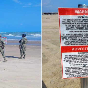 MÉXICO DEMANDA A TRUMP EXPLICAR CARTELES DE DEFENSA DE EE.UU. INSTALADOS EN PLAYA MEXICANA MÉXICO DEMANDA A TRUMP EXPLICAR CARTELES DE DEFENSA DE EE.UU. INSTALADOS EN PLAYA MEXICANA