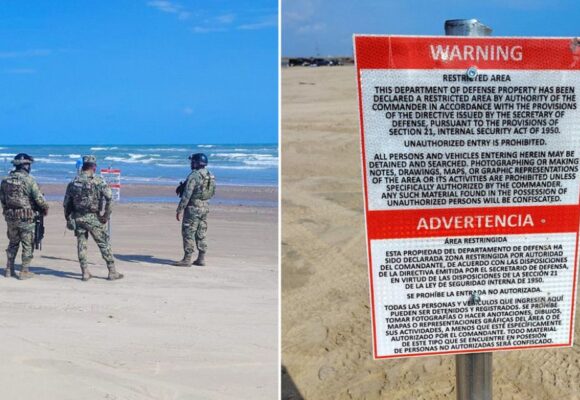 MÉXICO DEMANDA A TRUMP EXPLICAR CARTELES DE DEFENSA DE EE.UU. INSTALADOS EN PLAYA MEXICANA MÉXICO DEMANDA A TRUMP EXPLICAR CARTELES DE DEFENSA DE EE.UU. INSTALADOS EN PLAYA MEXICANA