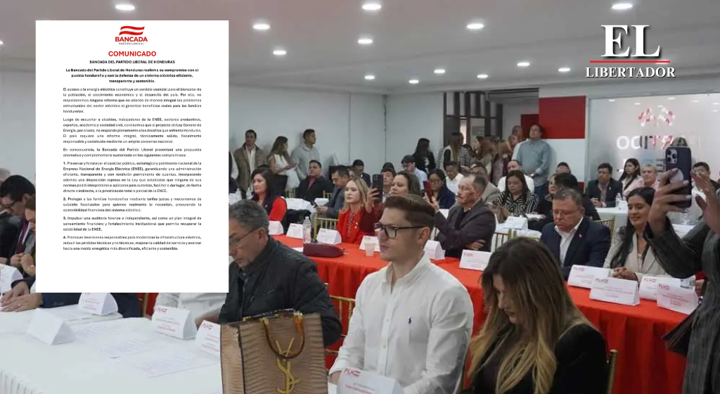 PARTIDO LIBERAL RECHAZA RESPALDAR REFORMA ELÉCTRICA DE “CACHURECOS”